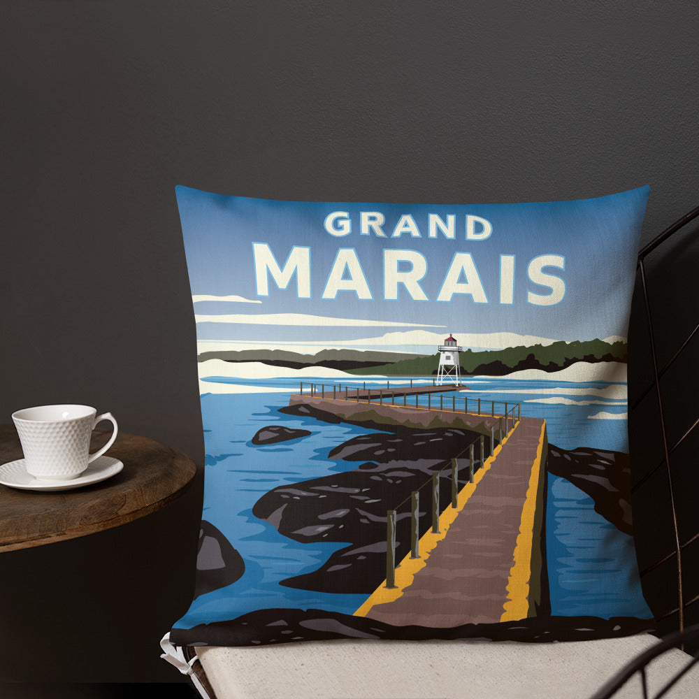 Landmark MN | Grand Marais Throw Pillow