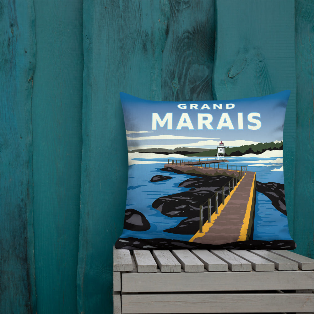Landmark MN | Grand Marais Throw Pillow