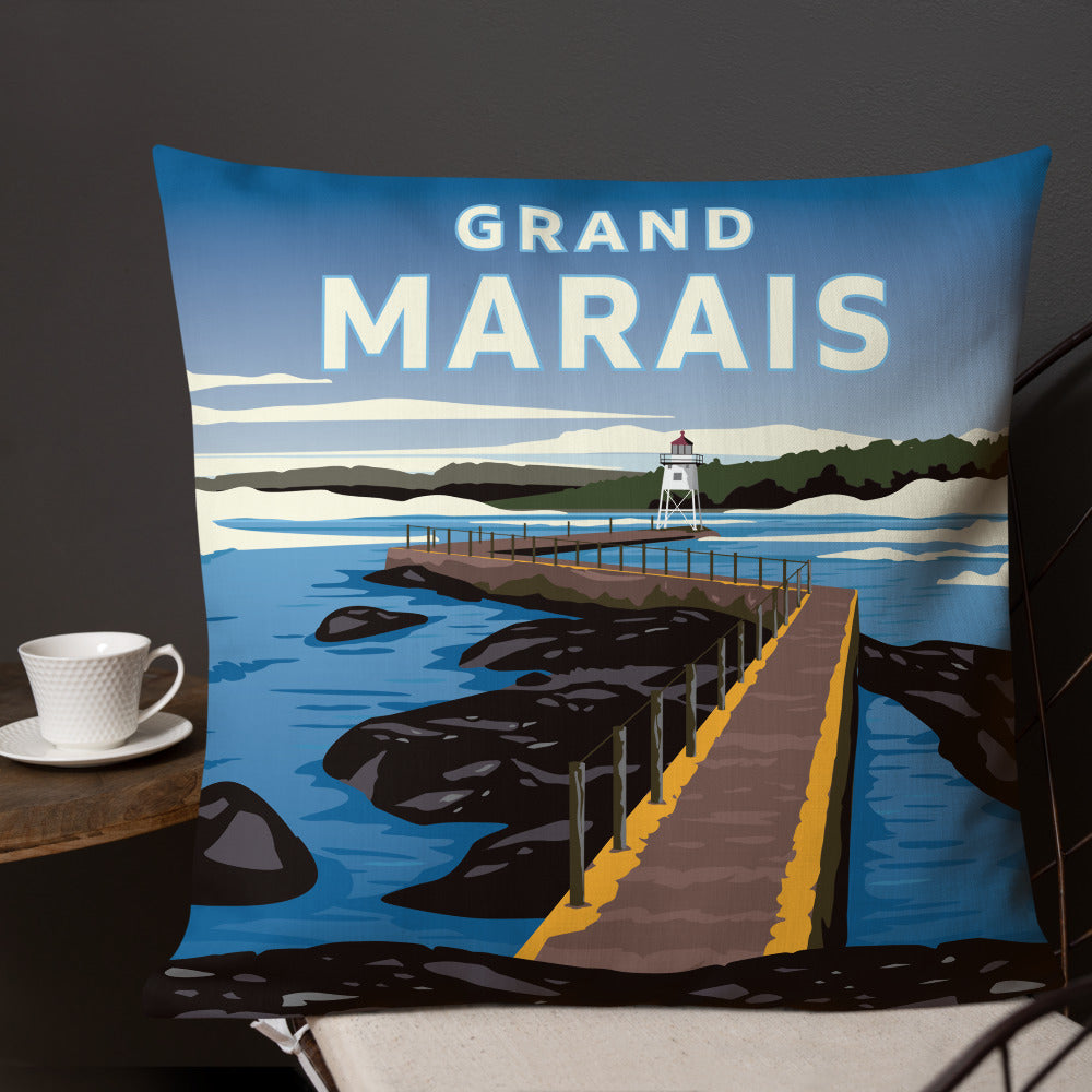 Landmark MN | Grand Marais Throw Pillow