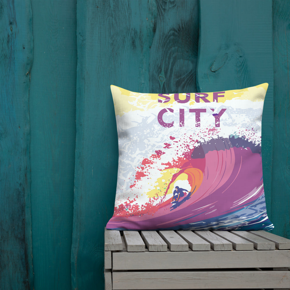 Landmark CA | Surf City Throw Pillow