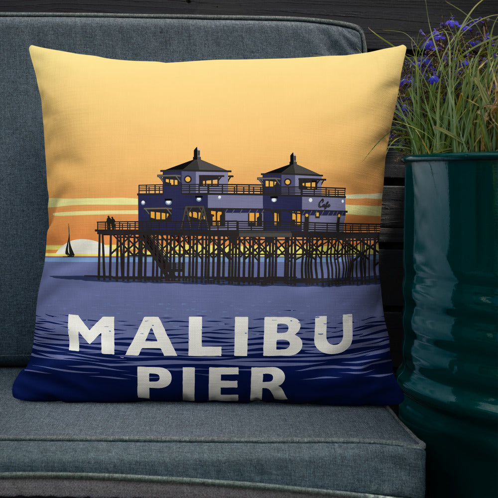 Landmark CA | Malibu Pier Sunset Throw Pillow