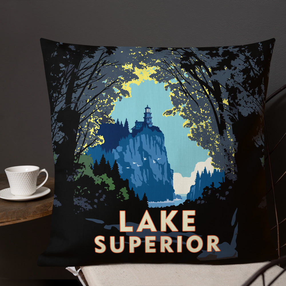 Landmark MN | Lake Superior Woods Throw Pillow