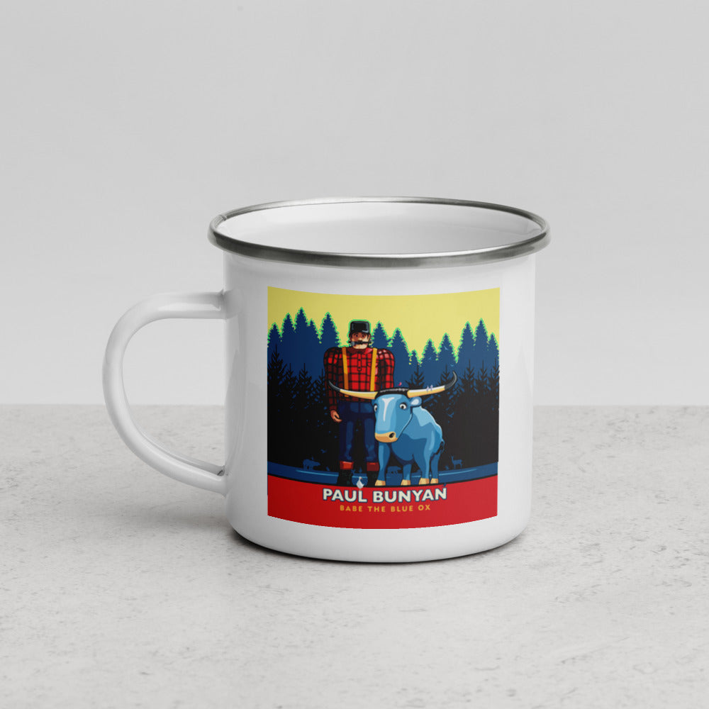 Landmark MN | Paul Bunyan Summer in White Enamel Mug