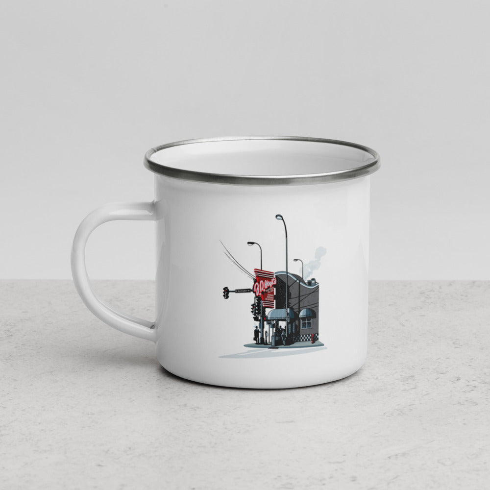 Landmark MN | JD Hoyt's Minneapolis on White Enamel Mug