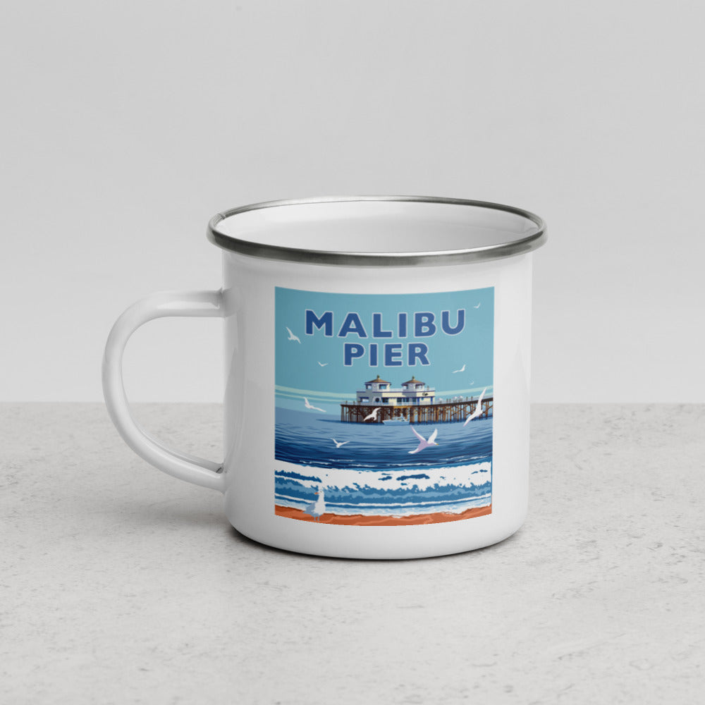 Landmark CA | Malibu Pier Enamel Camp Mug