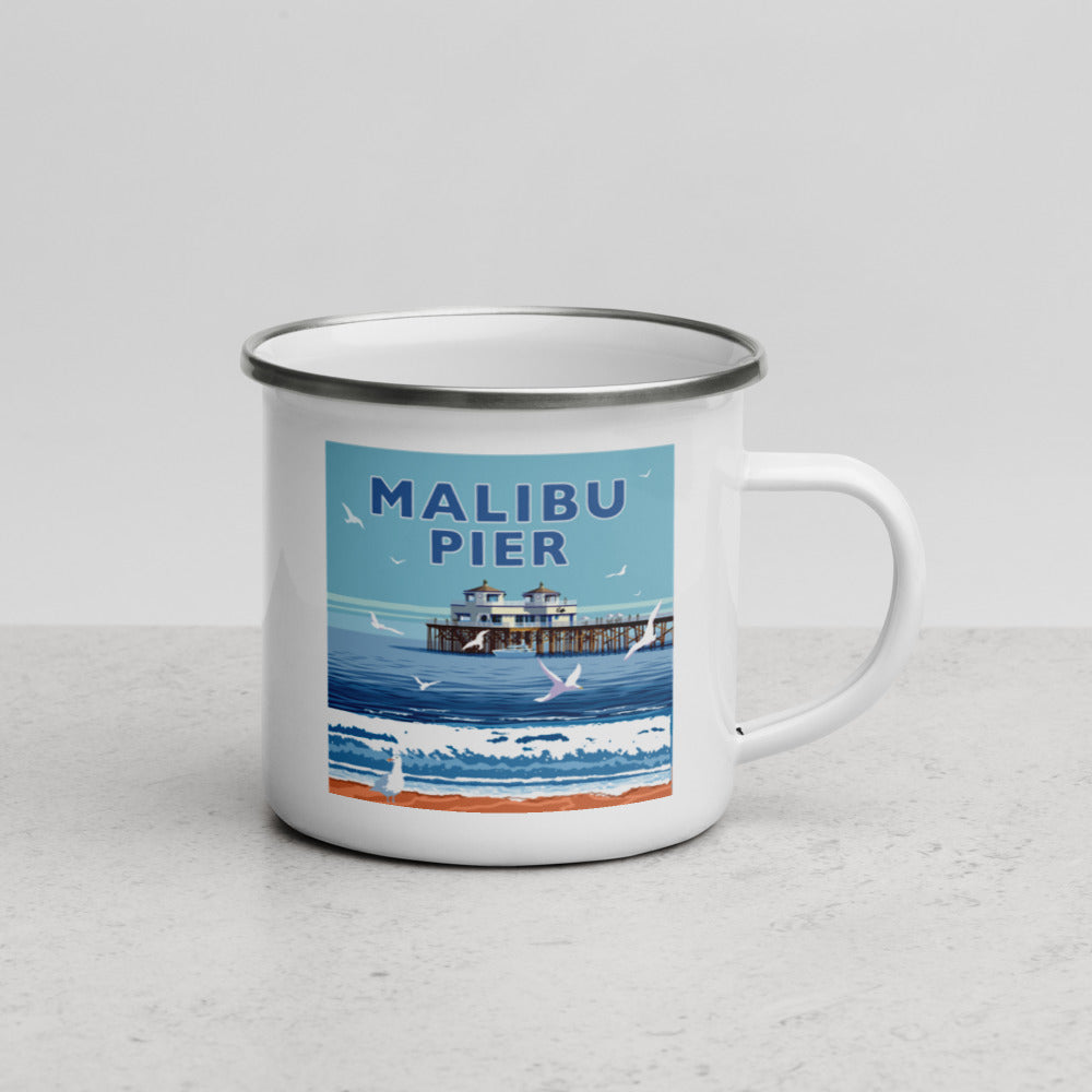 Landmark CA | Malibu Pier Enamel Camp Mug