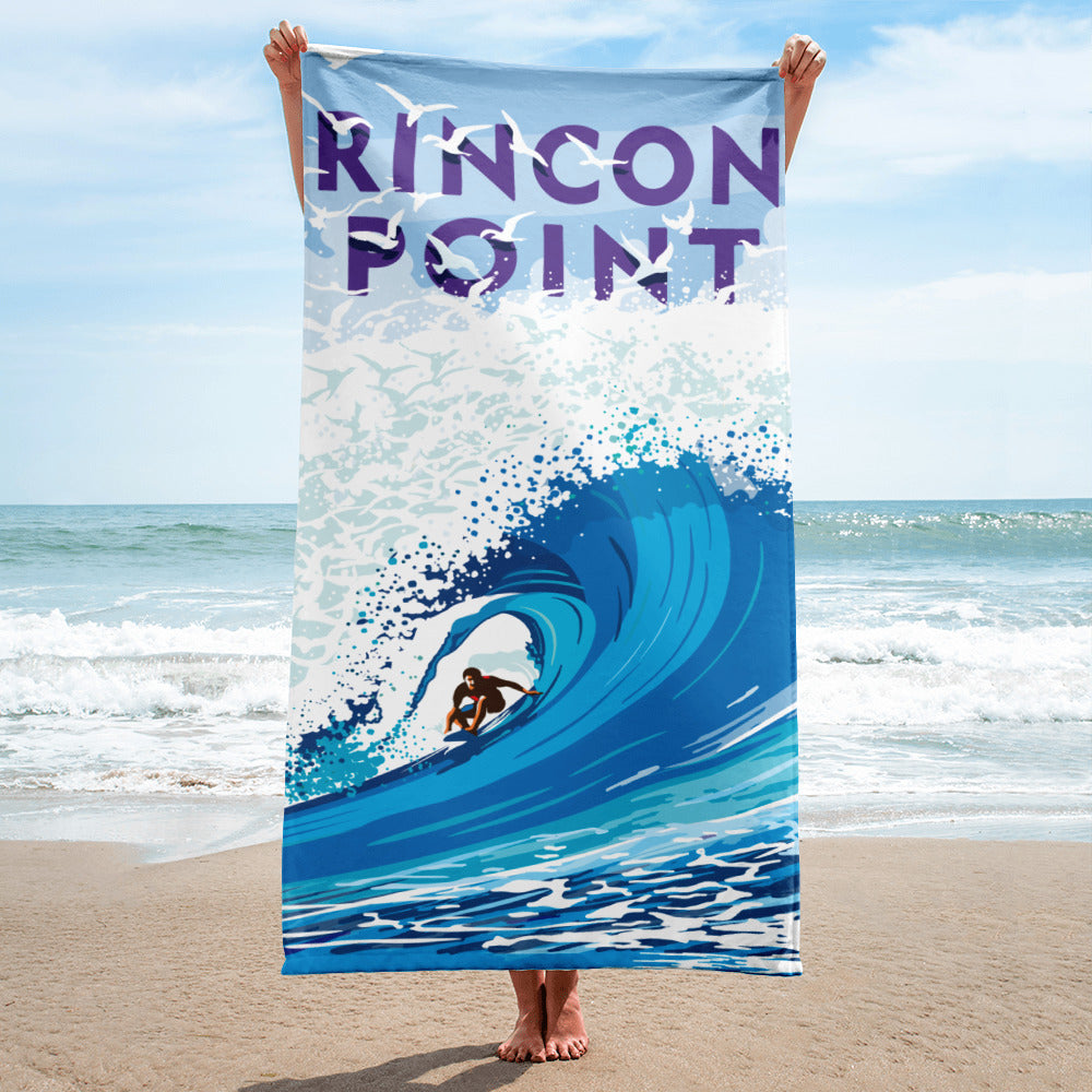 Landmark CA  Rincon Point Beach Towel - Legendary Landmark Art Prints