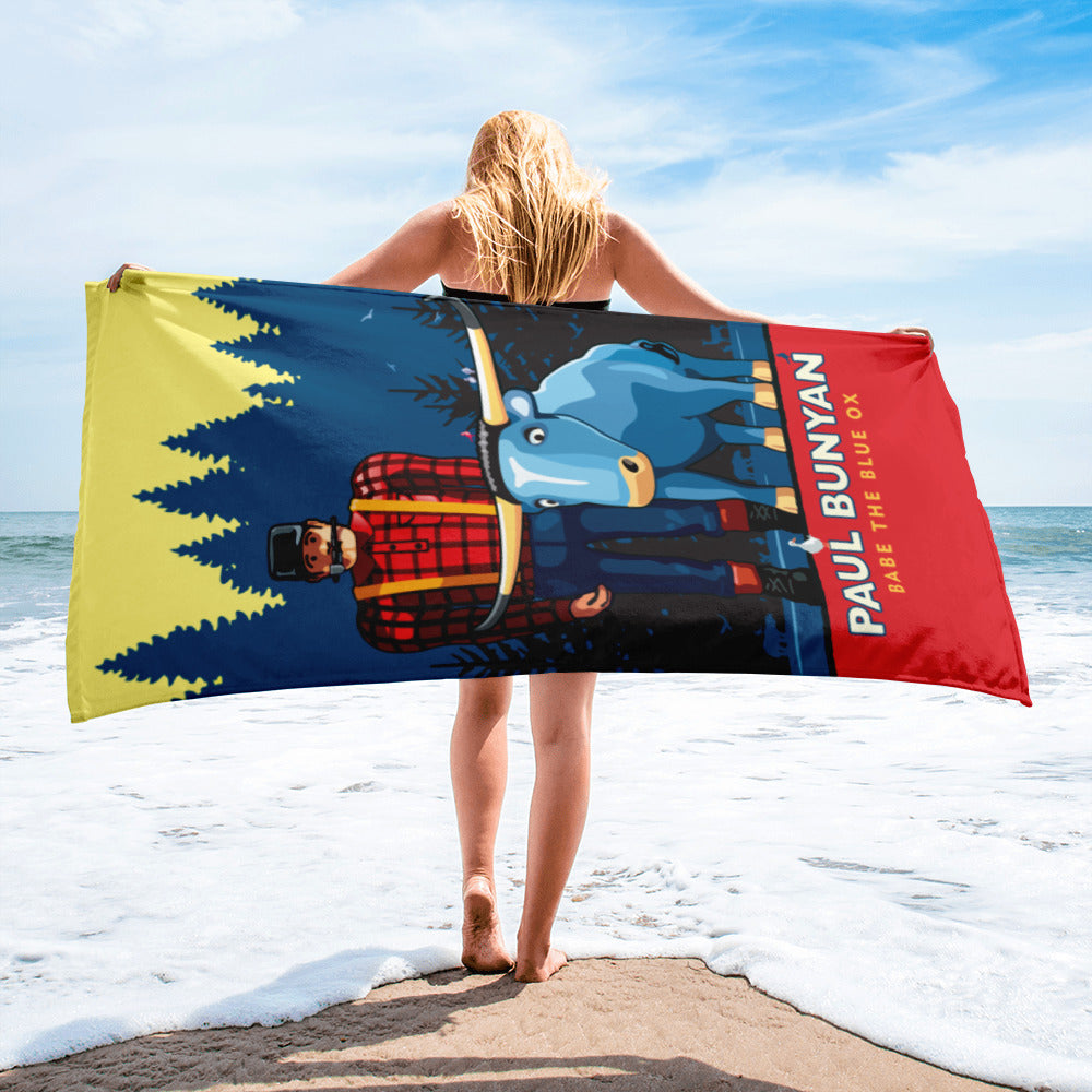 Landmark MN  Paul Bunyan Summer Beach Towel - Legendary Landmark Art Prints