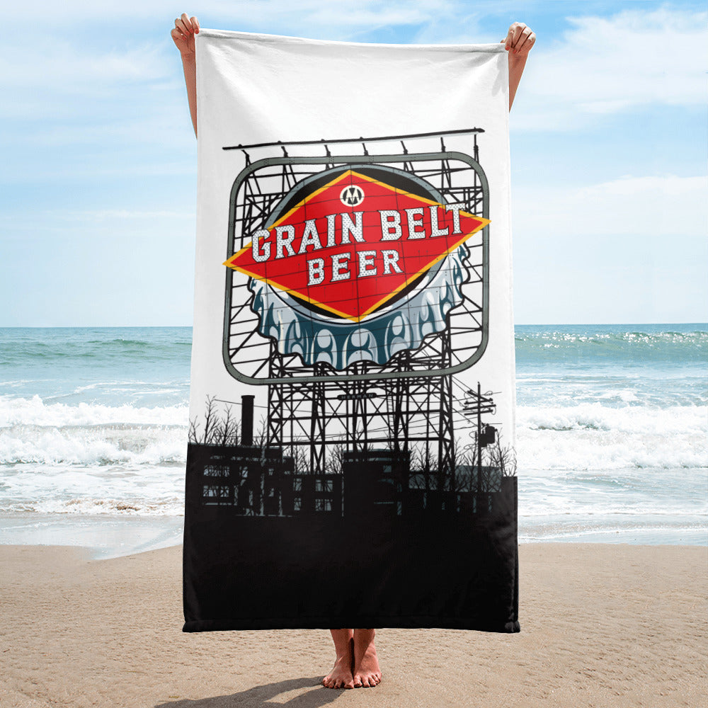 Landmark City MN | Grain Belt Sign Beach Towel