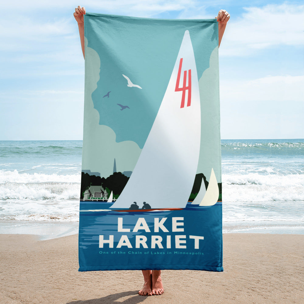 Landmark MN | Lake Harriet Sail Printed Beach Towel