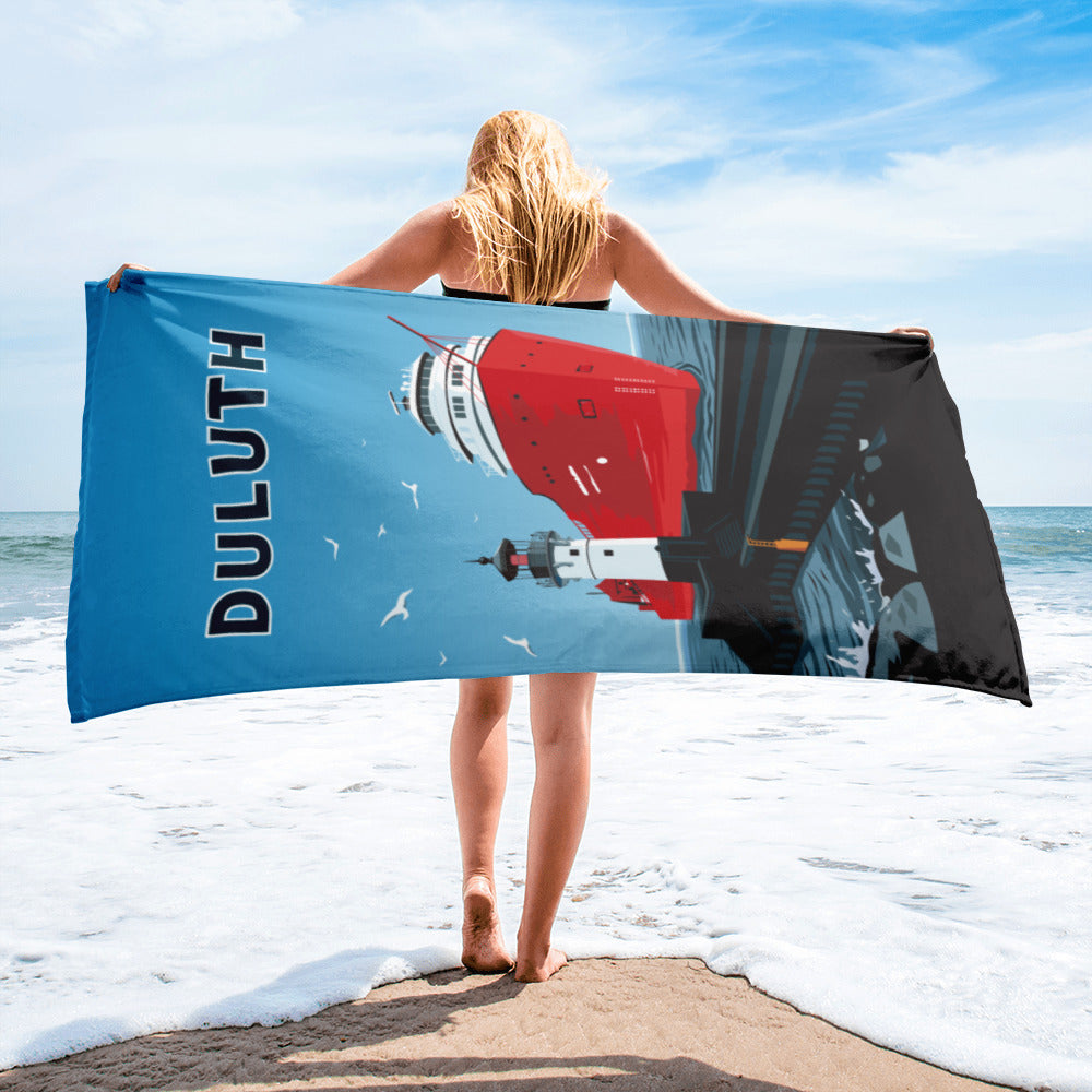 Landmark MN | Duluth Big Ship Print on Beach Towel