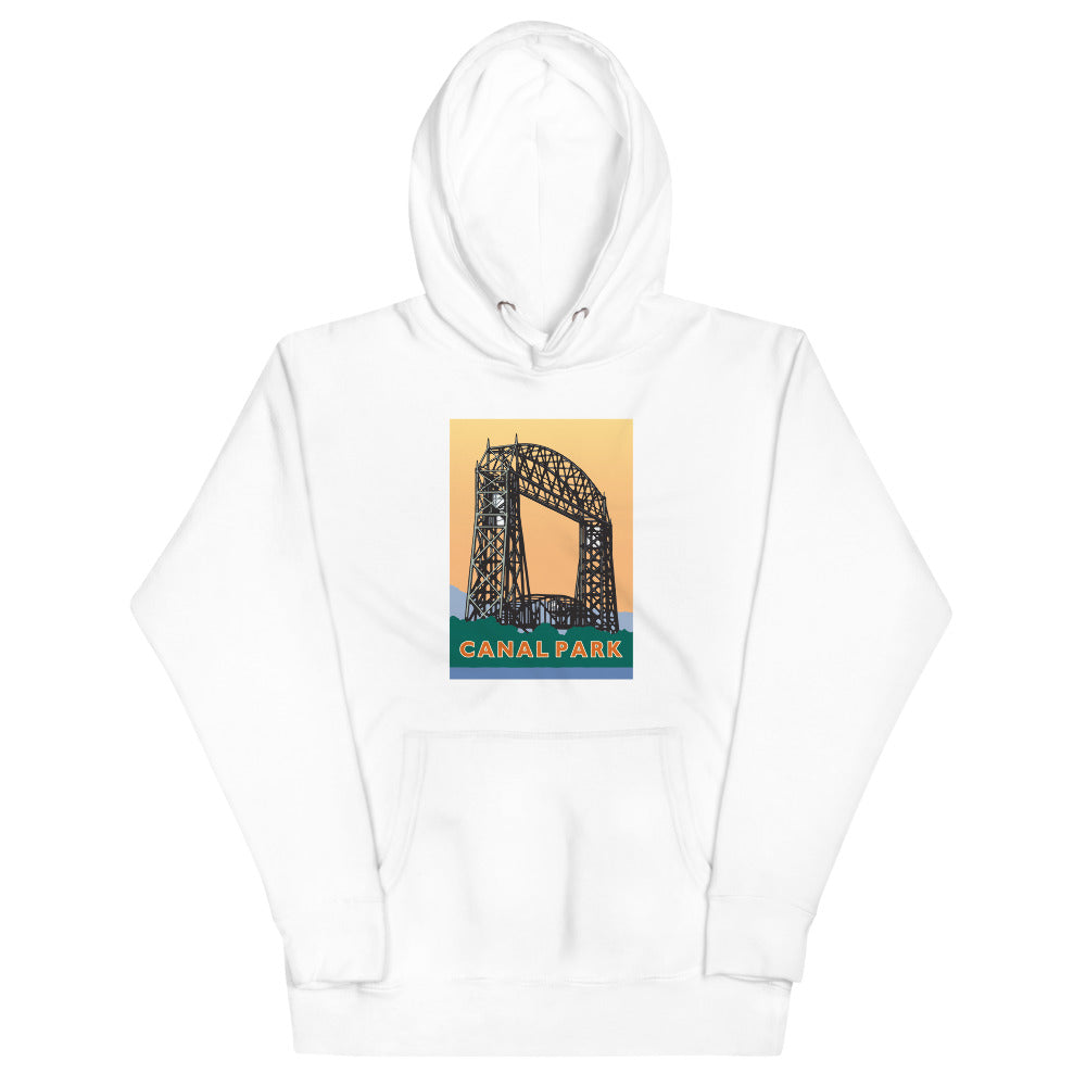 Landmark MN | Canal Park Print on White Unisex Hoodie