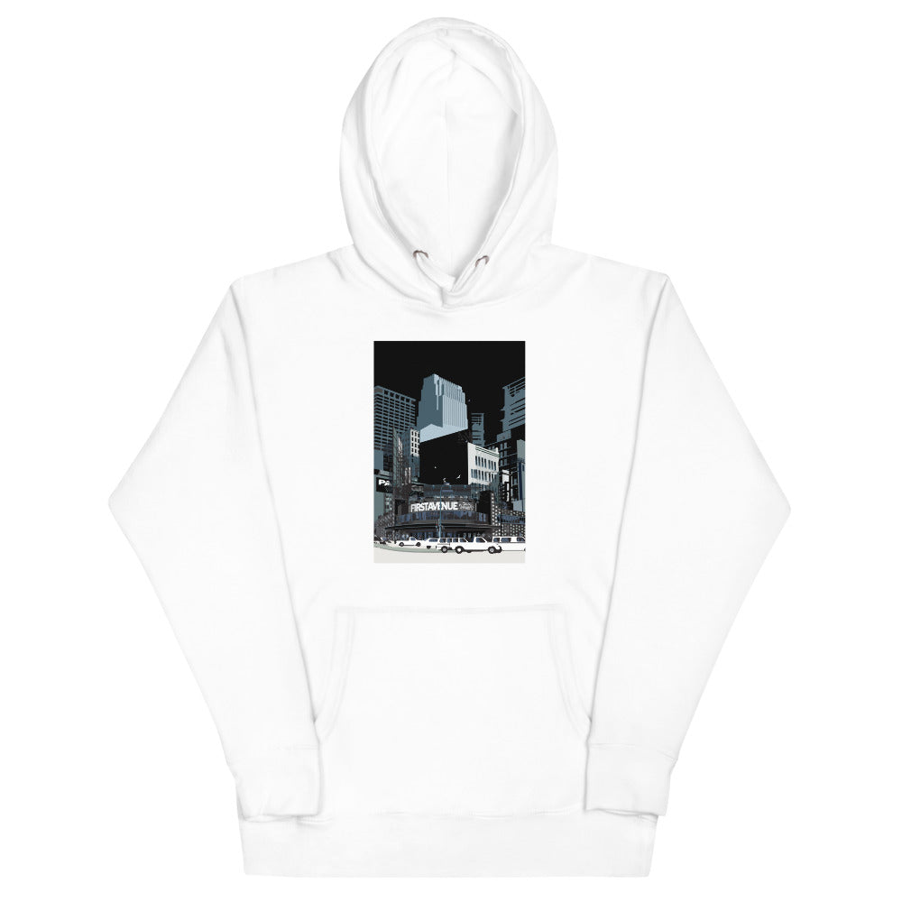 Landmark MN | First Ave Minneapolis on White Unisex Hoodie