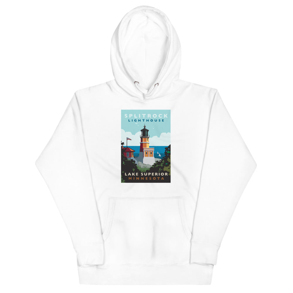 Landmark MN | Split Rock Lighthouse Print on White Unisex Hoodie