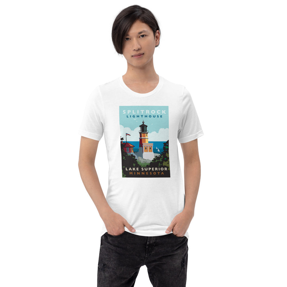 Landmark MN | Split Rock Lighthouse on White Unisex T-Shirt