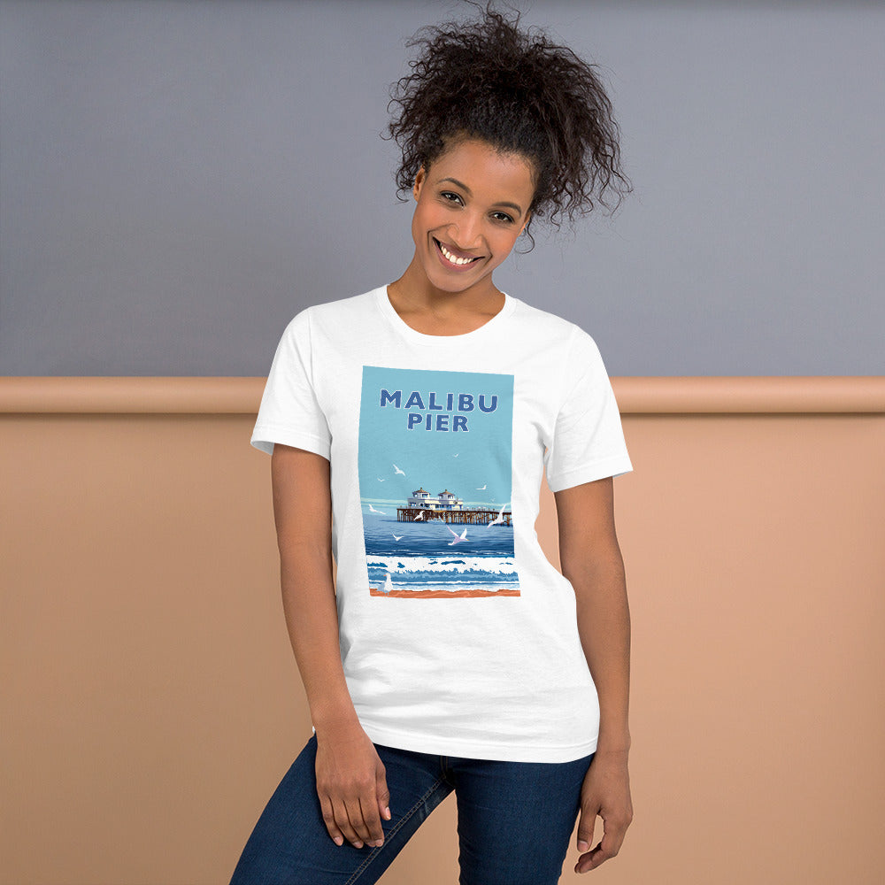 Landmark CA | Malibu Pier White Unisex T-Shirt
