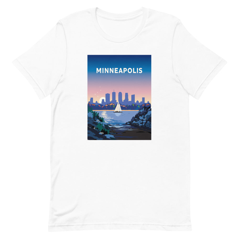 Landmark MN | Minneapolis Sunset Sail on White Unisex t-shirt