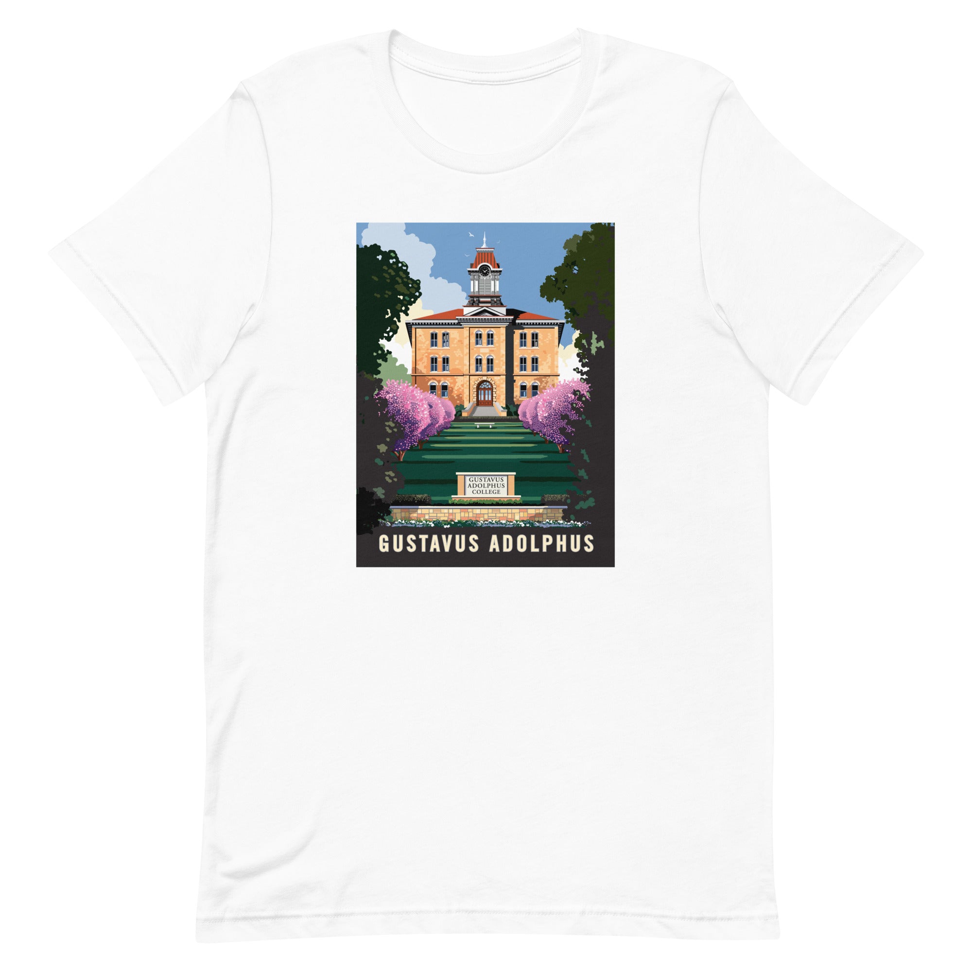Landmark University | Gustavus Adolphus Old Main White Unisex T-Shirt