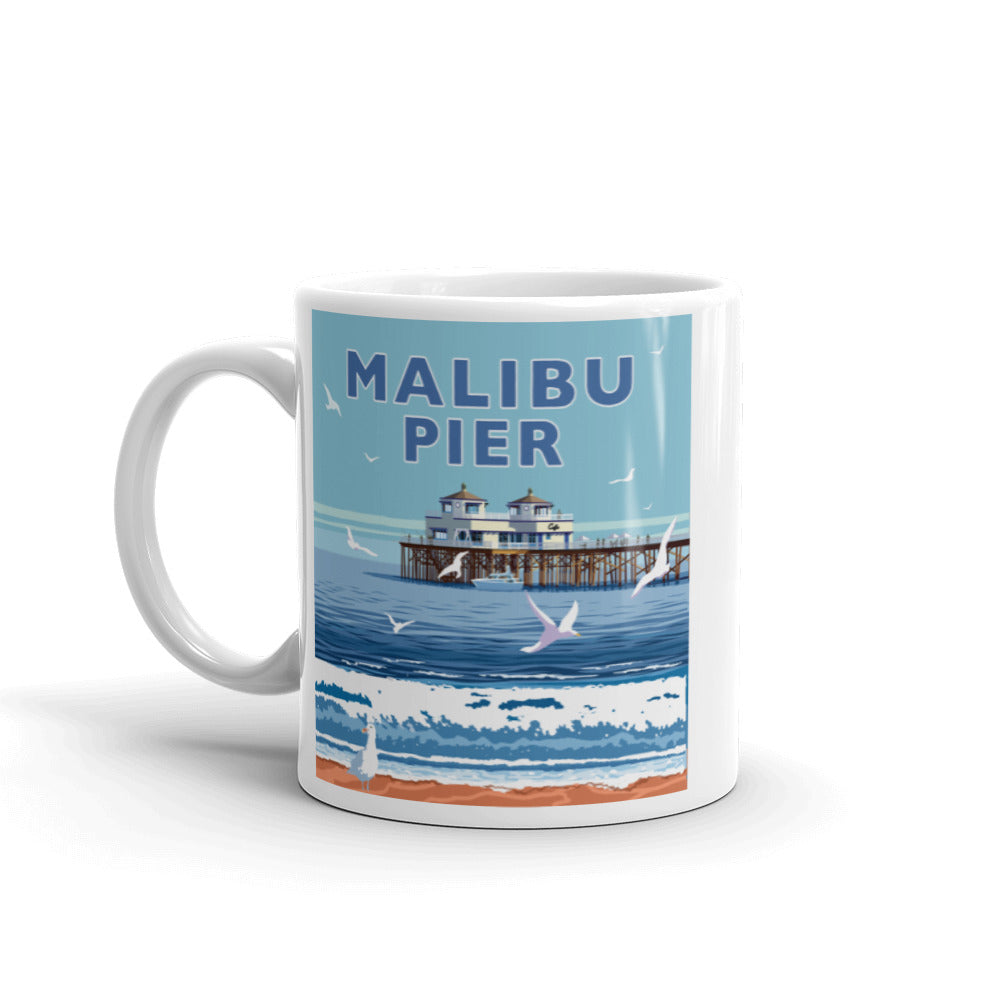 Landmark CA | Malibu Pier Day White Ceramic Mug