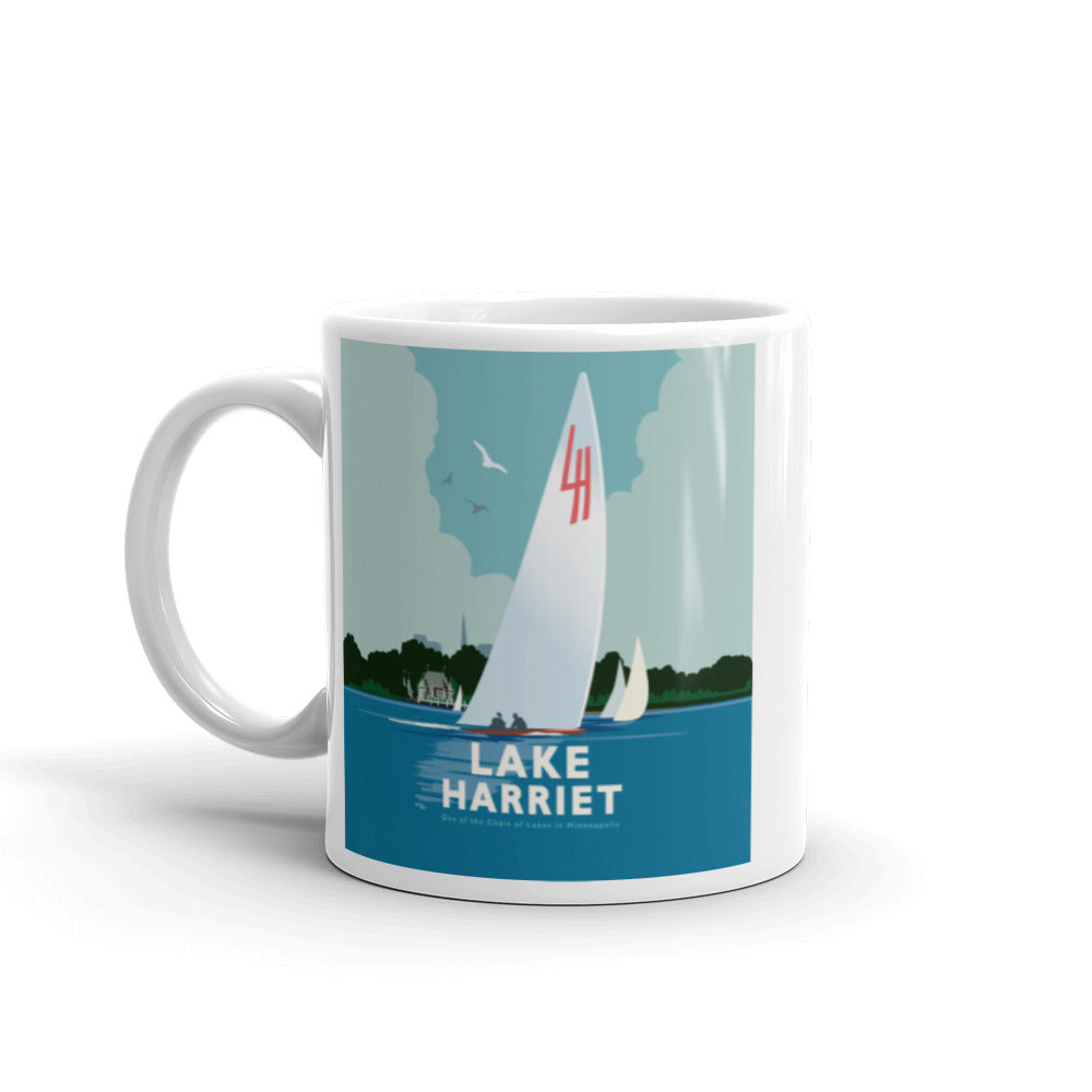 Landmark MN | Lake Harriet Sail on White Ceramic Mug