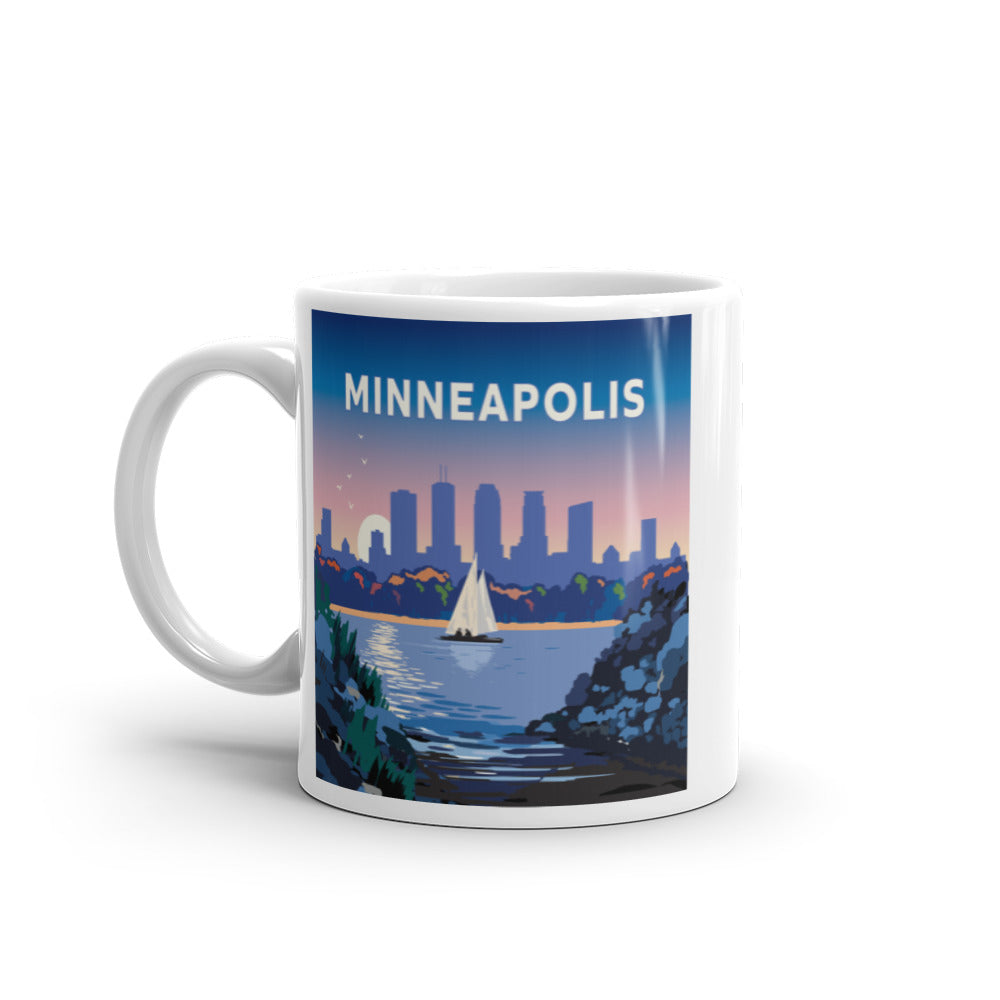 Landmark MN | Minneapolis Sunset Sail on White Ceramic Mug