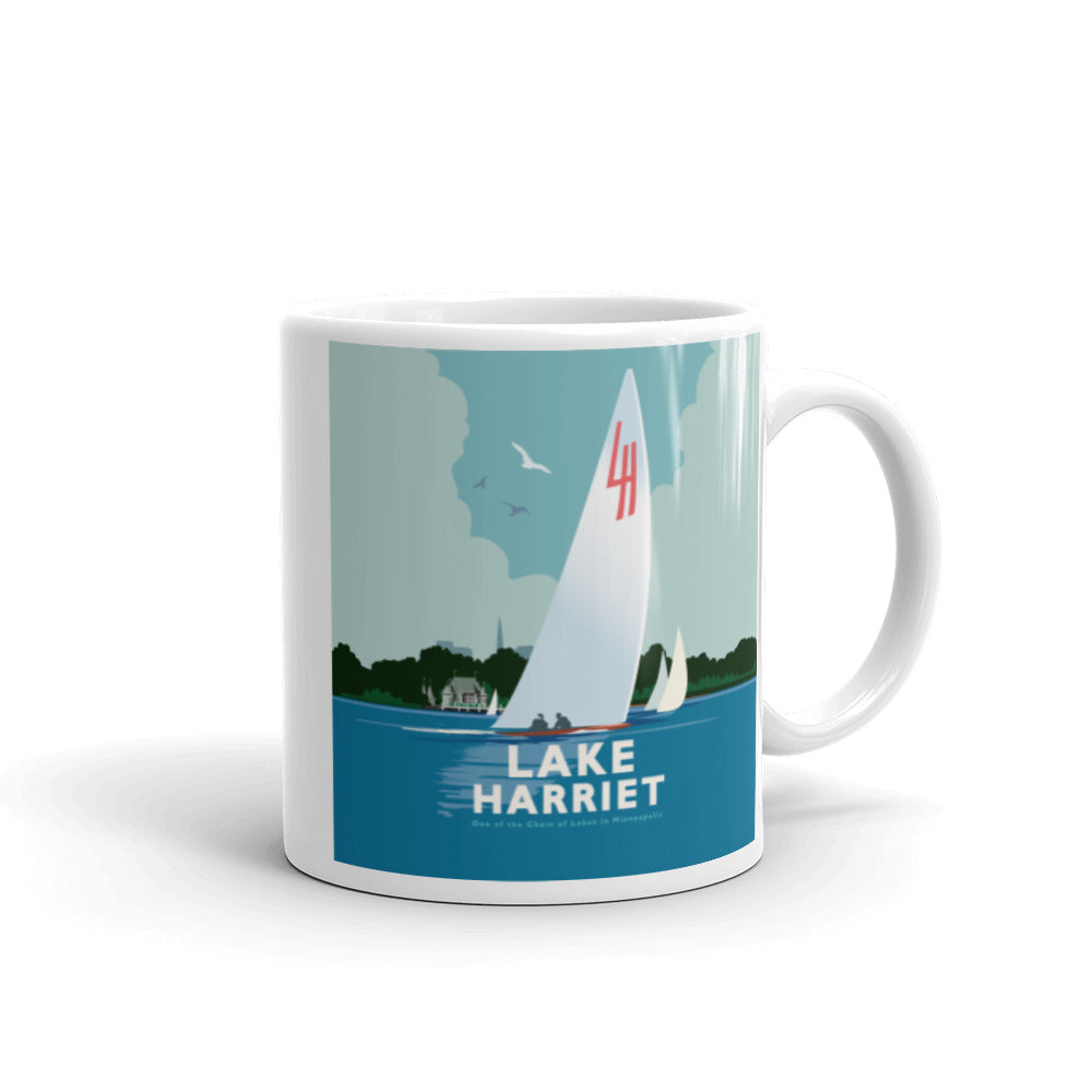 Landmark MN | Lake Harriet Sail on White Ceramic Mug