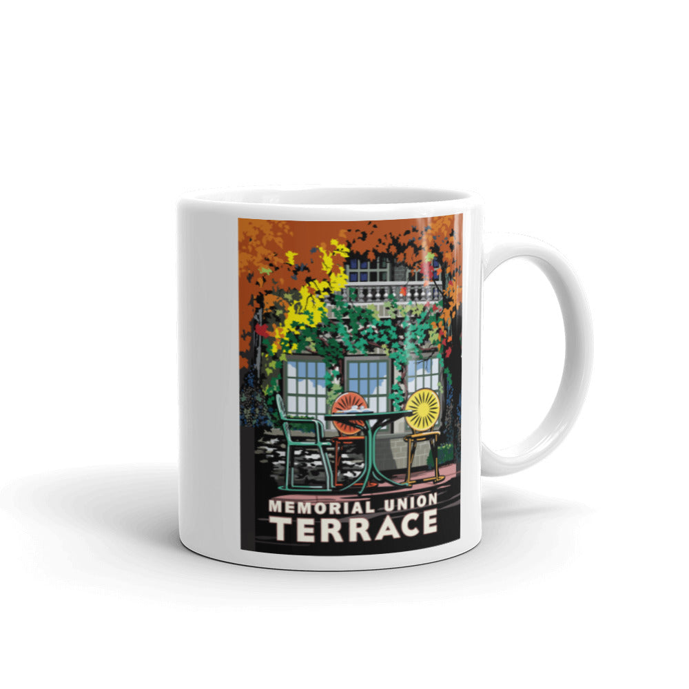 Landmark University | Memorial Union Terrace White glossy mug