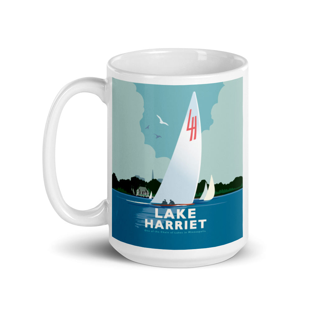 Landmark MN | Lake Harriet Sail on White Ceramic Mug