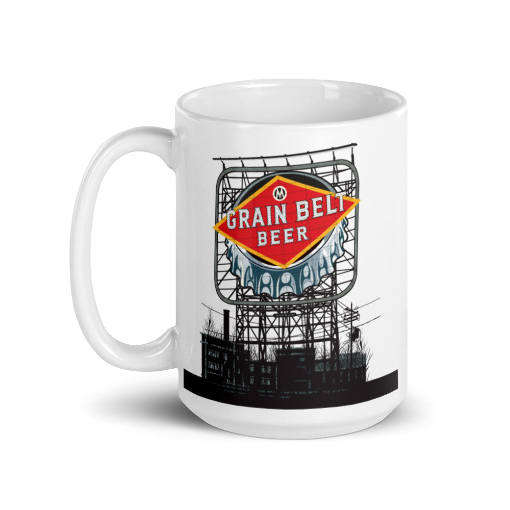 Landmark MN | Grain Belt Sign Minneapolis on White Ceramic Mug