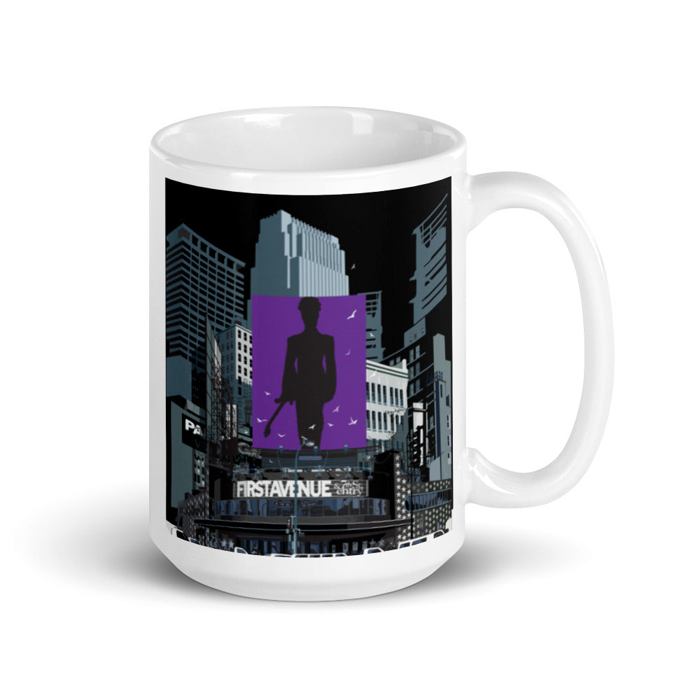 Landmark MN | First Ave Minneapolis Purple One on White Ceramic Mug